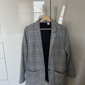 H&M Black and White Plaid Blazer